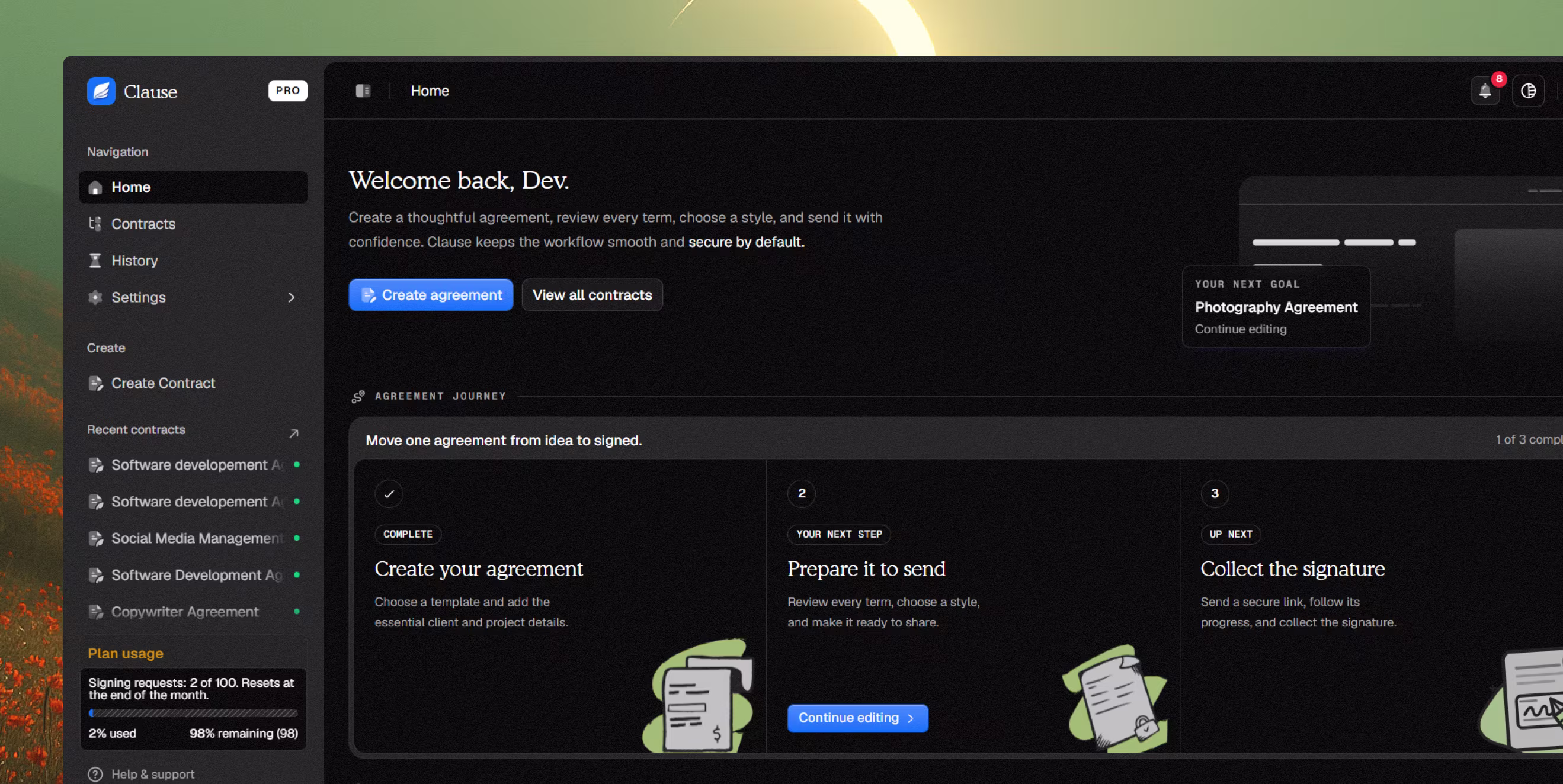 Clause workspace